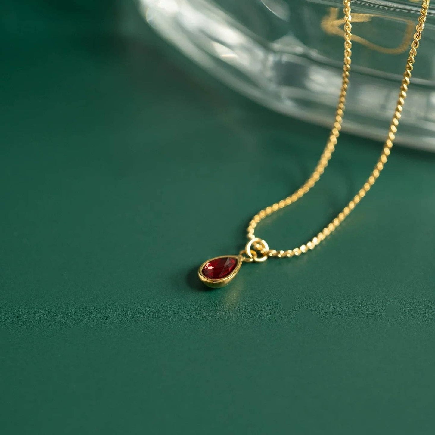 WJW - 18K Gold PVD Teardrop Birthstone Charm