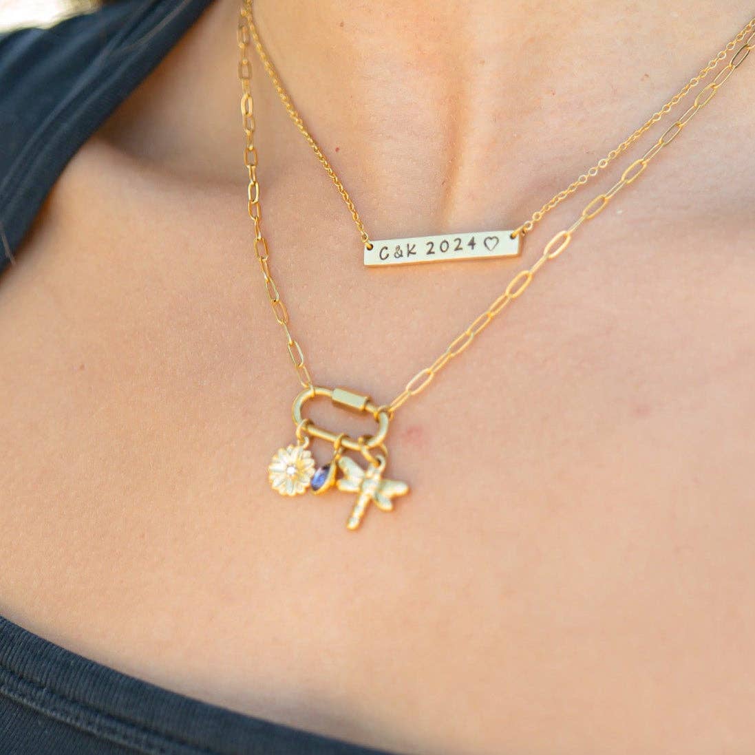 WJW - 18K Gold PVD Teardrop Birthstone Charm