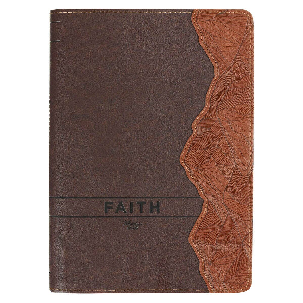 Christian Art Gifts - Journal Classic Zip Brown Faith Mountains Matt. 17:20