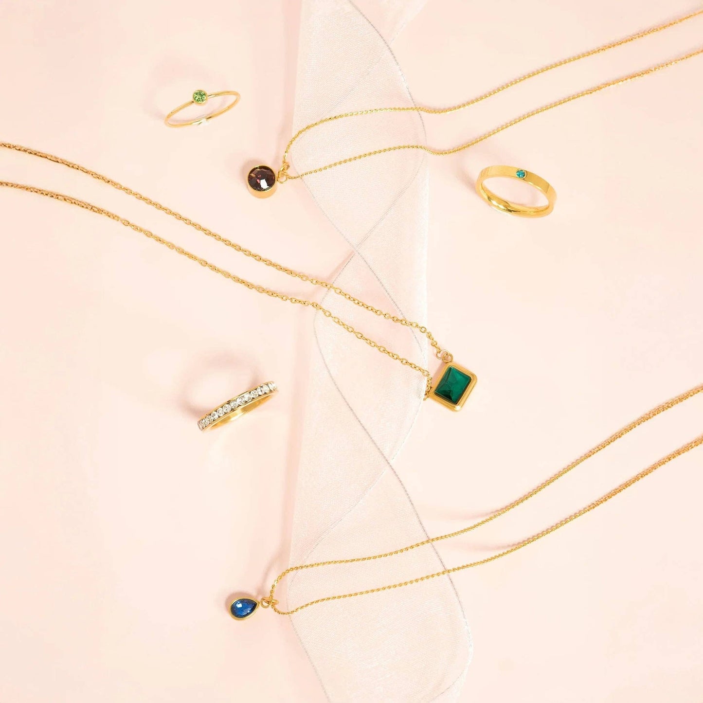 WJW - 18K Gold PVD Teardrop Birthstone Charm