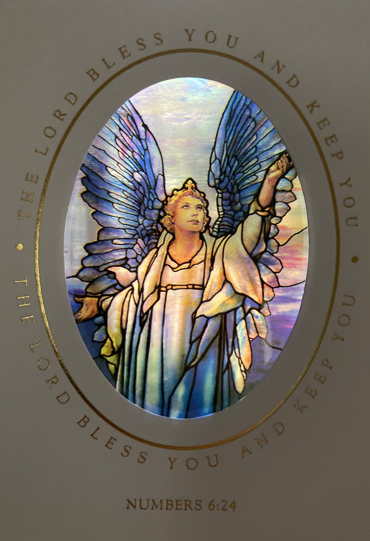 Bright Greetings - Angel of Peace Tiffany sun-catcher greeting card