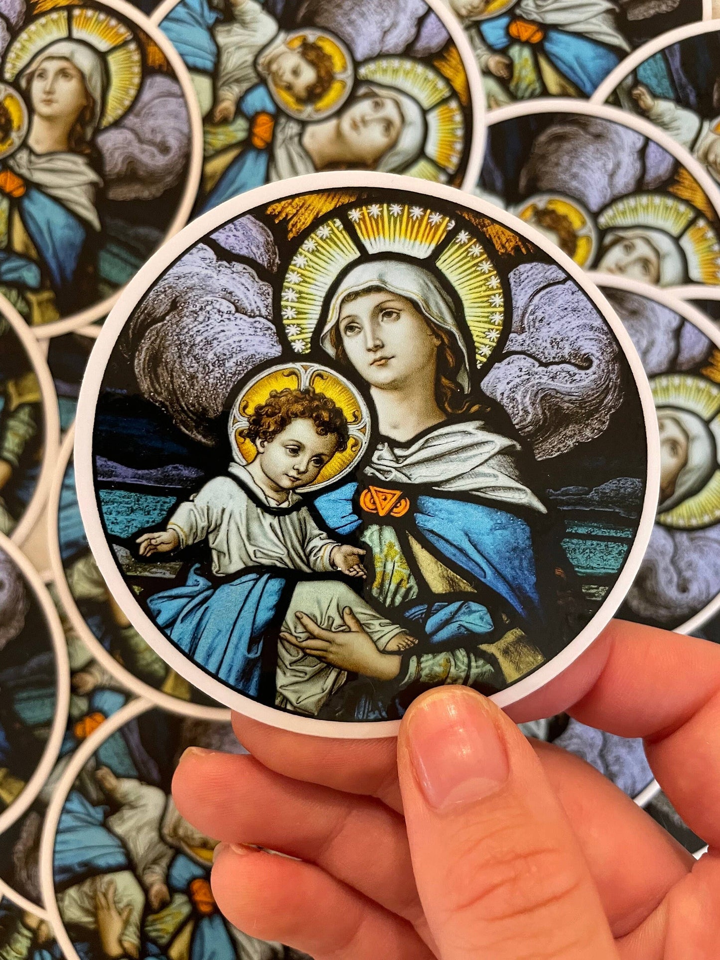 Bright Greetings - Madonna and Child vinyl sticker, 3"