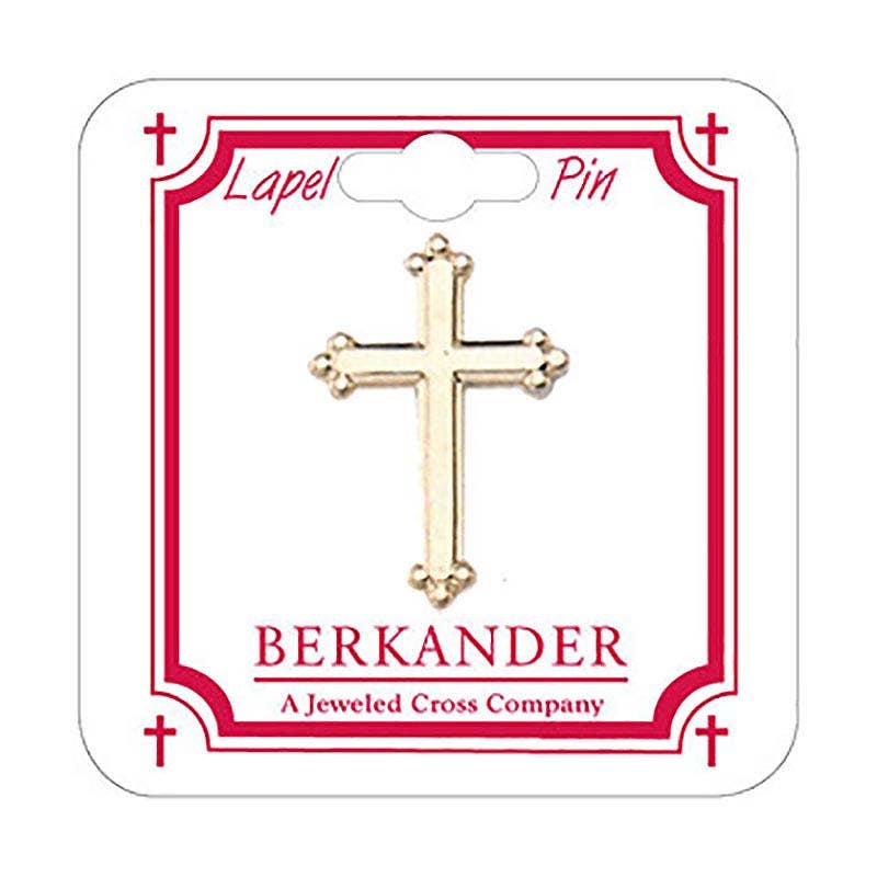 Budded Cross Lapel Pin - Gold Plate