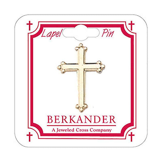 Budded Cross Lapel Pin - Gold Plate