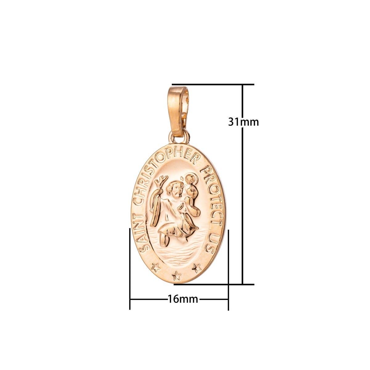Aim Eternal - 18K Gold Filled Saint Christopher PENDANT, Dainty Protection Charm, Gold Medallion Pendant, Traveling Saint Charm, Traveler's Necklace H-858