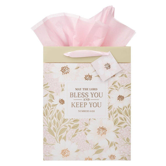 Christian Art Gifts - Gift Bag LG Portrait Bless You And Keep You Num. 6:24