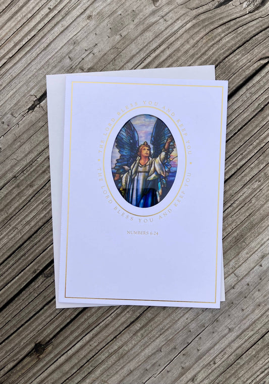 Bright Greetings - Angel of Peace Tiffany sun-catcher greeting card