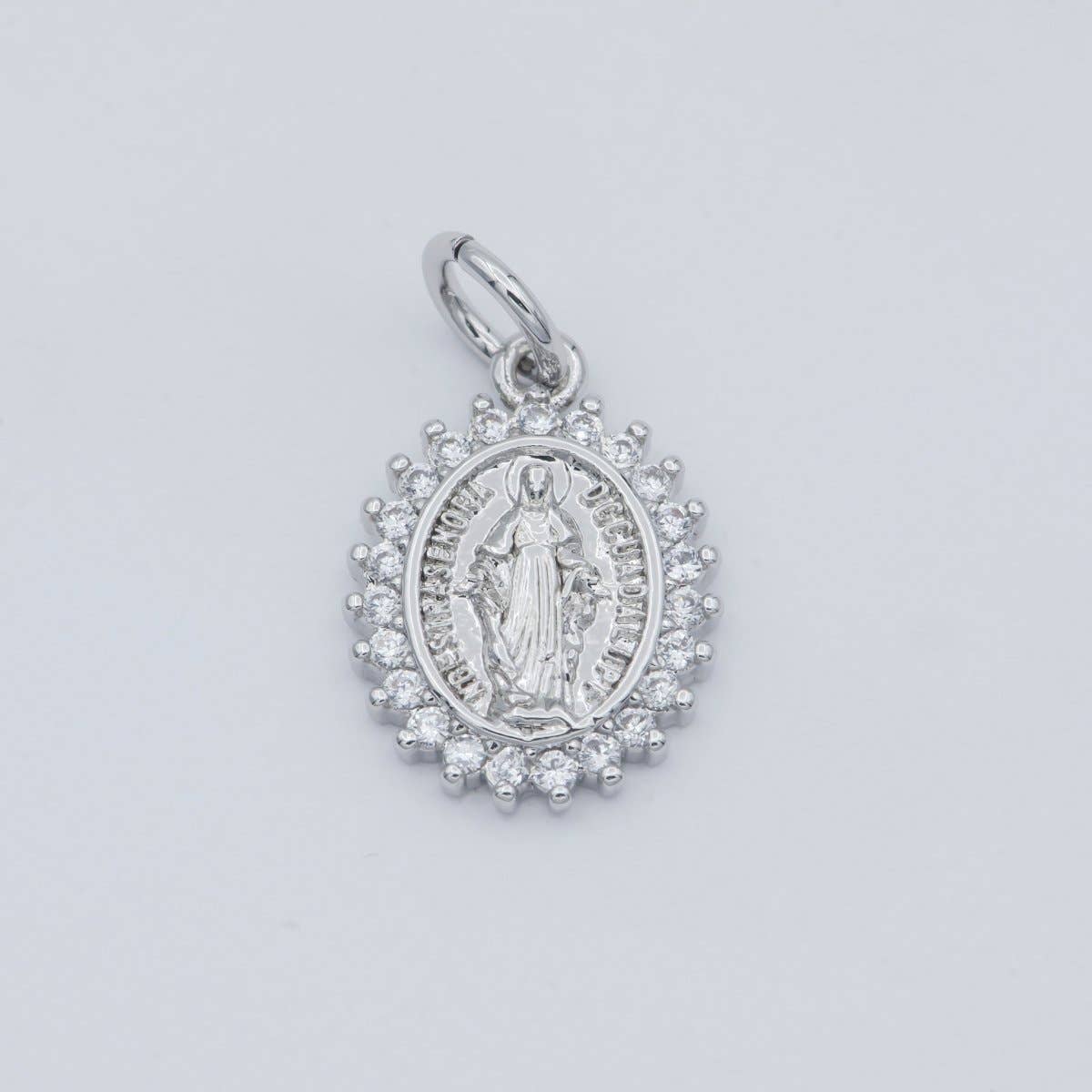 Aim Eternal - Dainty 24K Gold Filled Delicate Virgin Mother Mary Cubic Zirconia Bracelet Necklace Pendant Earring Charm Gift for Woman Jewelry Making, Gold Silver Miraculous Lady M-585 -M-592