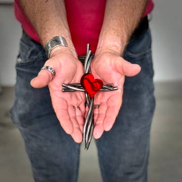 Iron Chinchilla - Radiant Heart Cross 10"