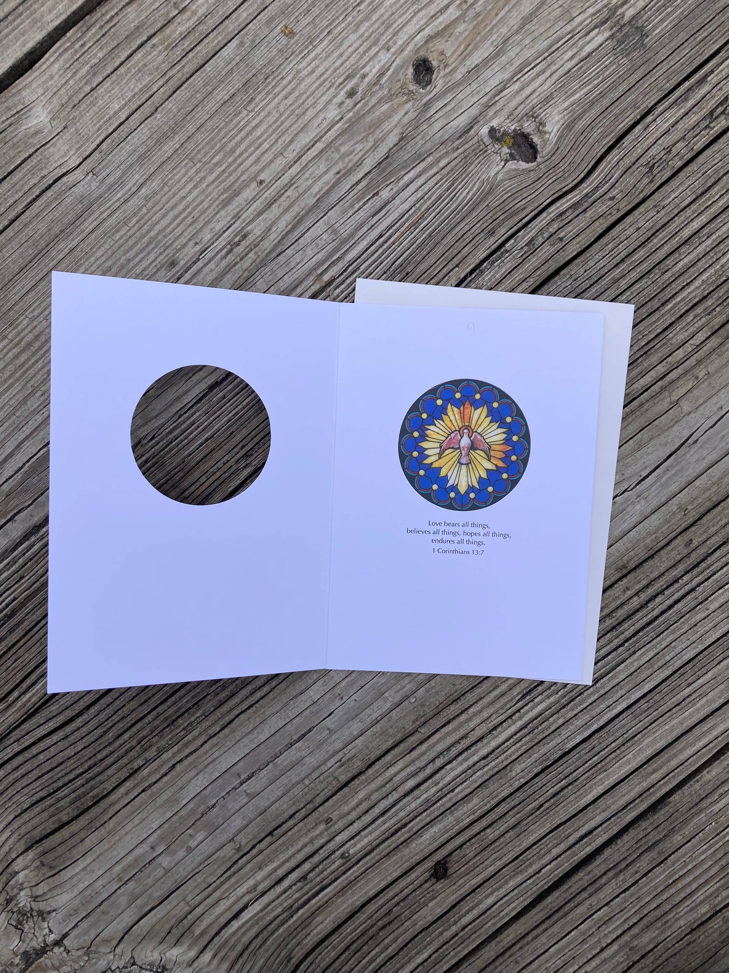 Bright Greetings - The Dove sun-catcher greeting card thinking of you