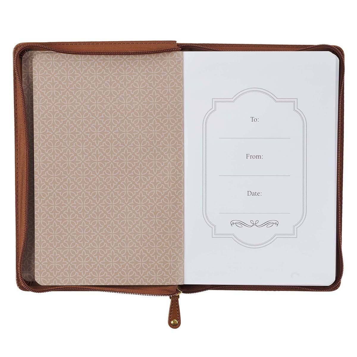 Christian Art Gifts - Journal Classic Zip Tan I Know the Plans Jer. 29:11