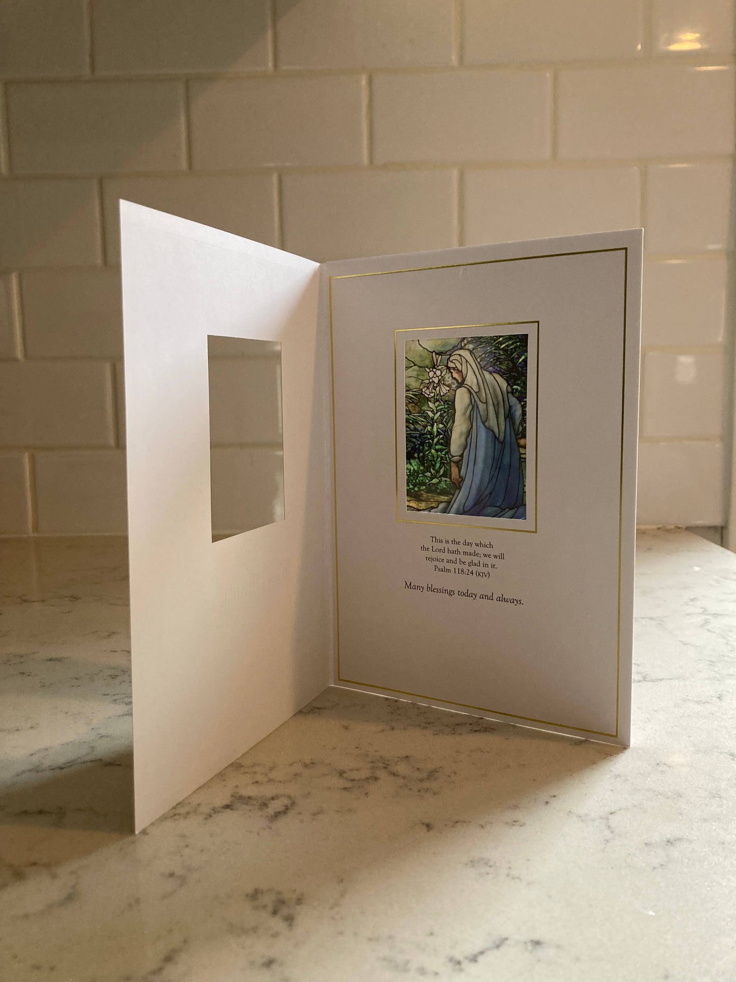 Bright Greetings - The Annunciation sun-catcher card