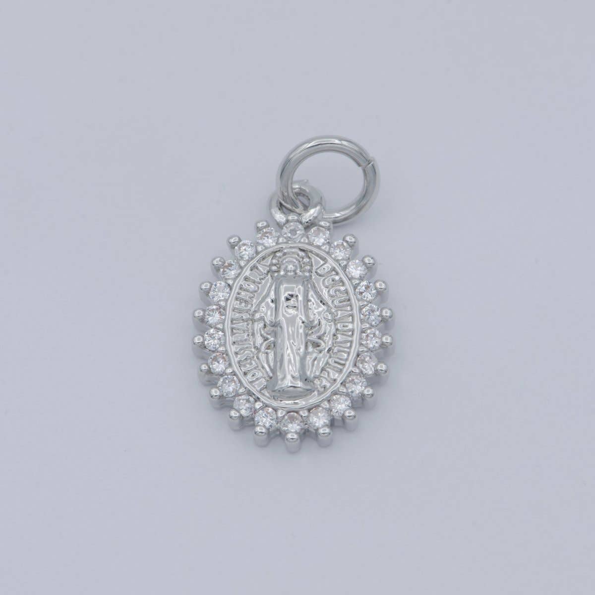Aim Eternal - Dainty 24K Gold Filled Delicate Virgin Mother Mary Cubic Zirconia Bracelet Necklace Pendant Earring Charm Gift for Woman Jewelry Making, Gold Silver Miraculous Lady M-585 -M-592