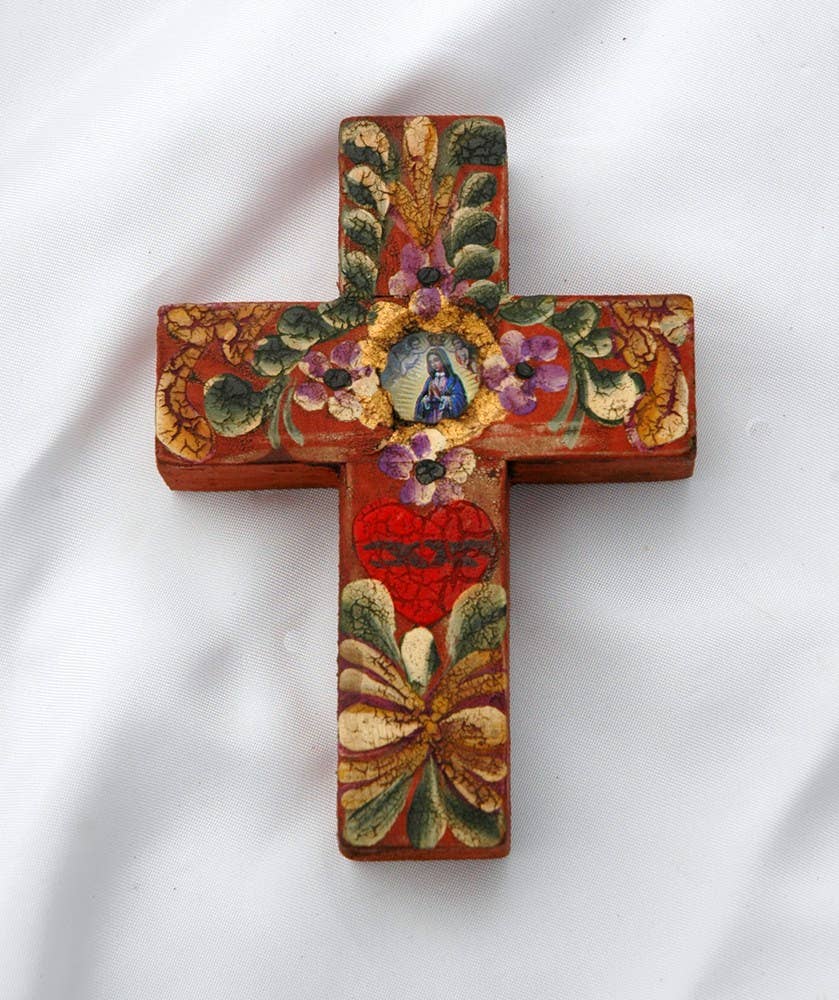 Contreras Designs - MXC19-Artisanal Hand-Painted Mexican Wall Cross Accent