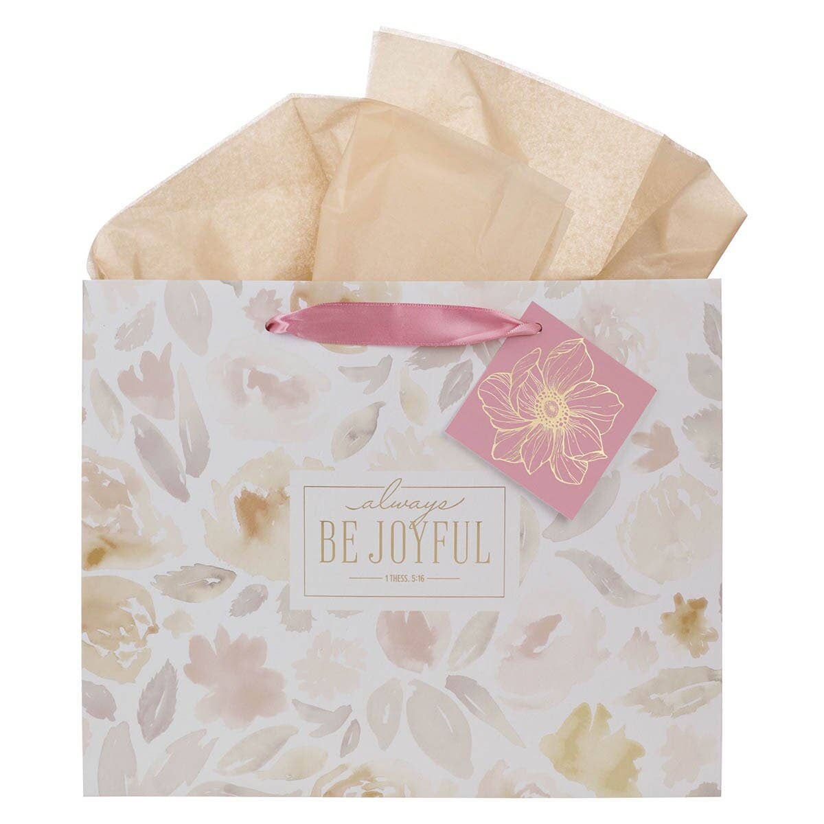Christian Art Gifts - Gift Bag LG Landscape Be Joyful 1 Thess. 5:16