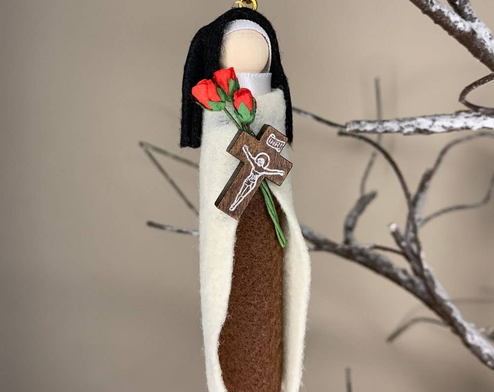 Our Saint Family - St. Therese of the Child Jesus Wooden Doll Ornament