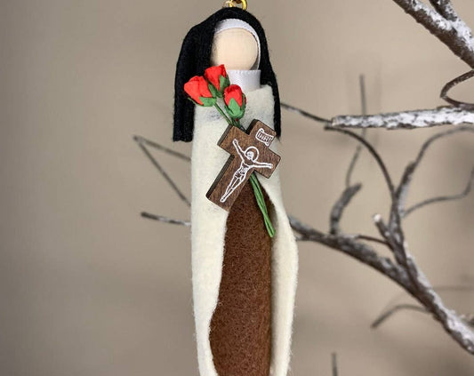 Our Saint Family - St. Therese of the Child Jesus Wooden Doll Ornament