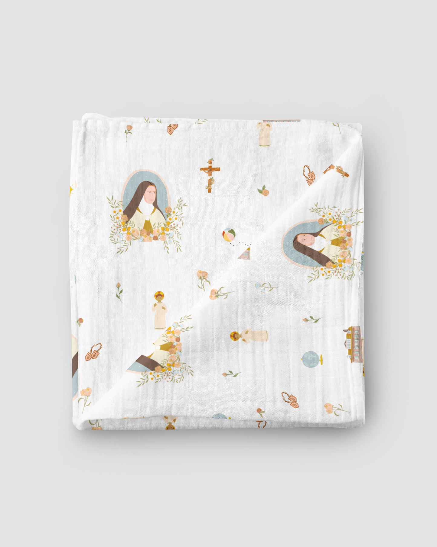 Be A Heart - St. Therese of Lisieux Muslin Swaddle Baby Blanket