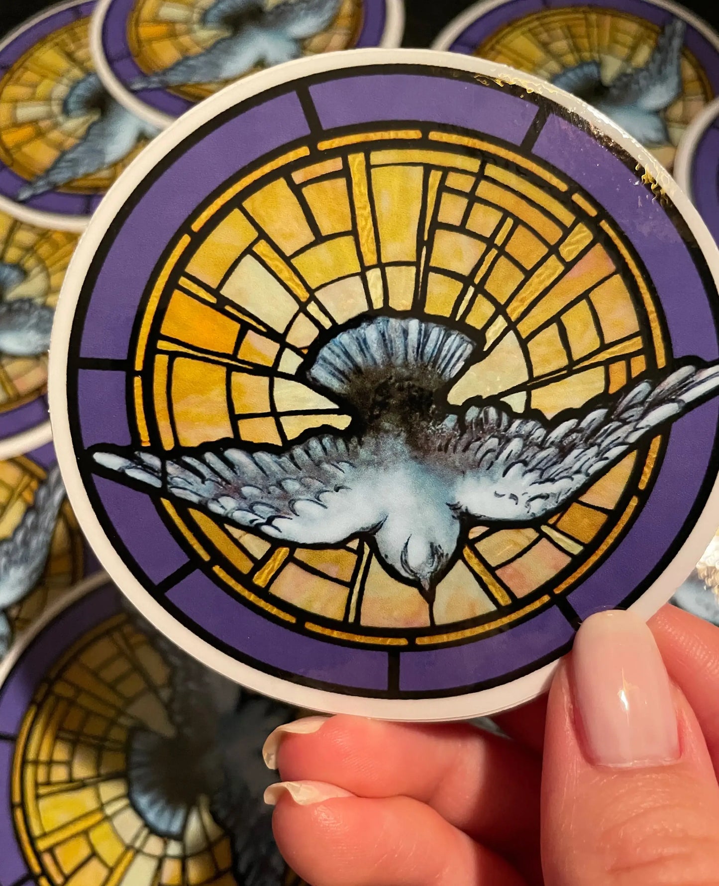 Bright Greetings - Holy Spirit Tiffany Vinyl Sticker, 3"