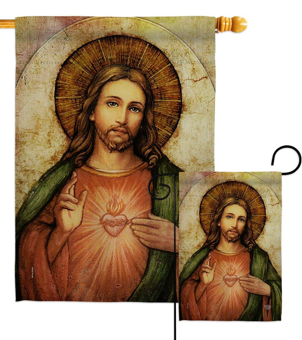 Two Group Flag Co - Sacred Heart of Jesus Religious Faith Decor Flag