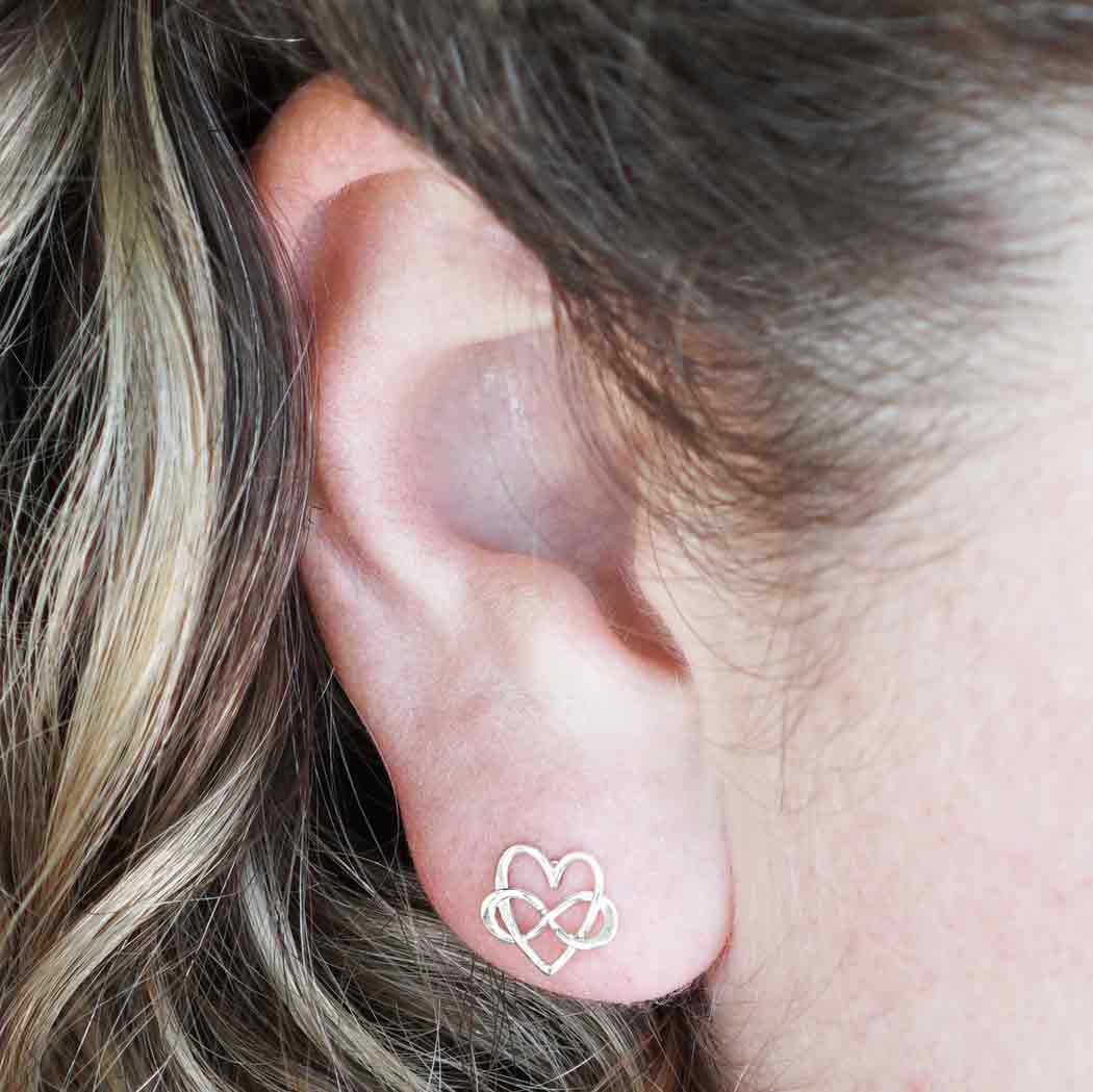 Nina Designs - Sterling Silver Stud Earrings - Infinity Heart 9x10mm