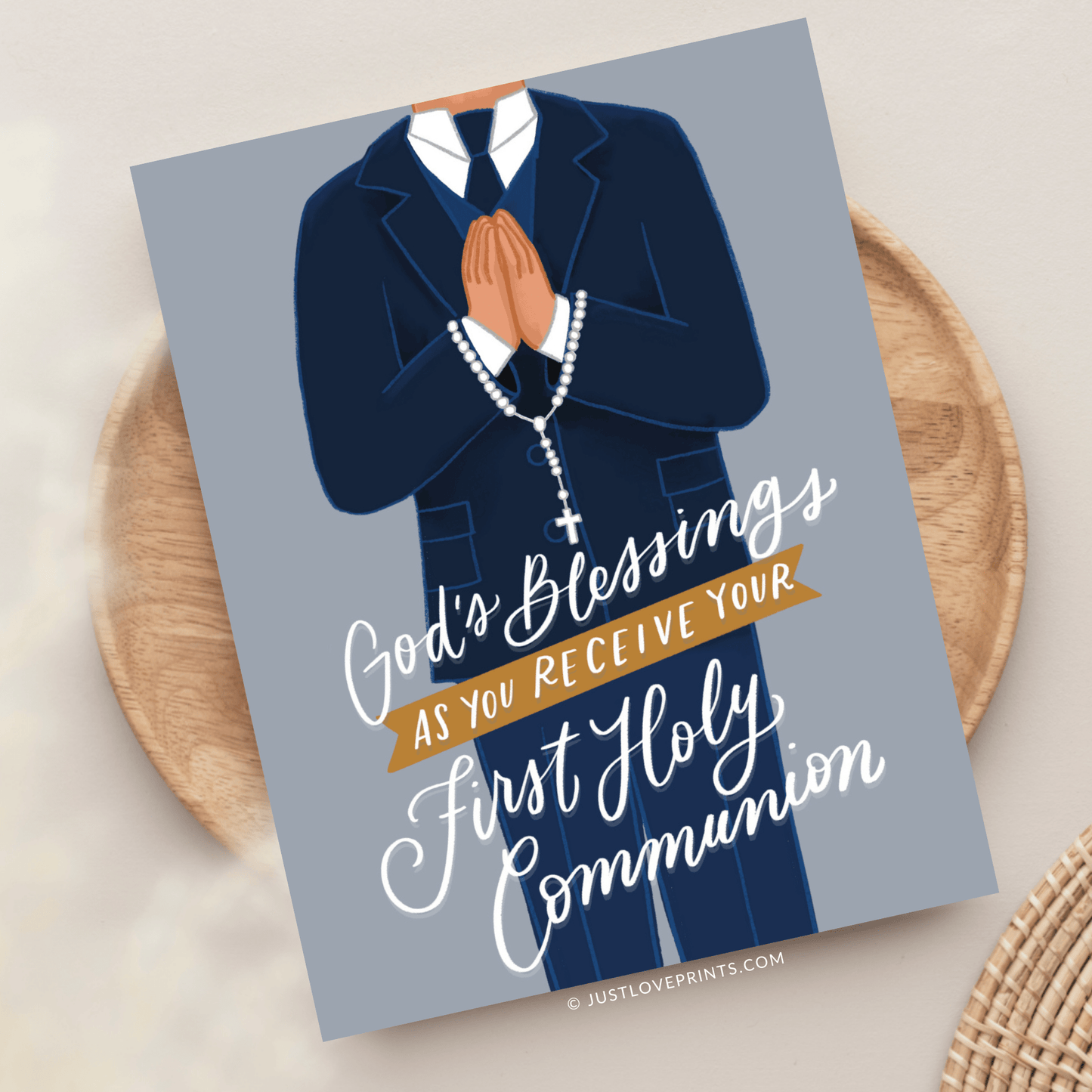 Just Love Prints - Catholic Stickers & Gifts - Boy First Holy Communion Greeting Card
