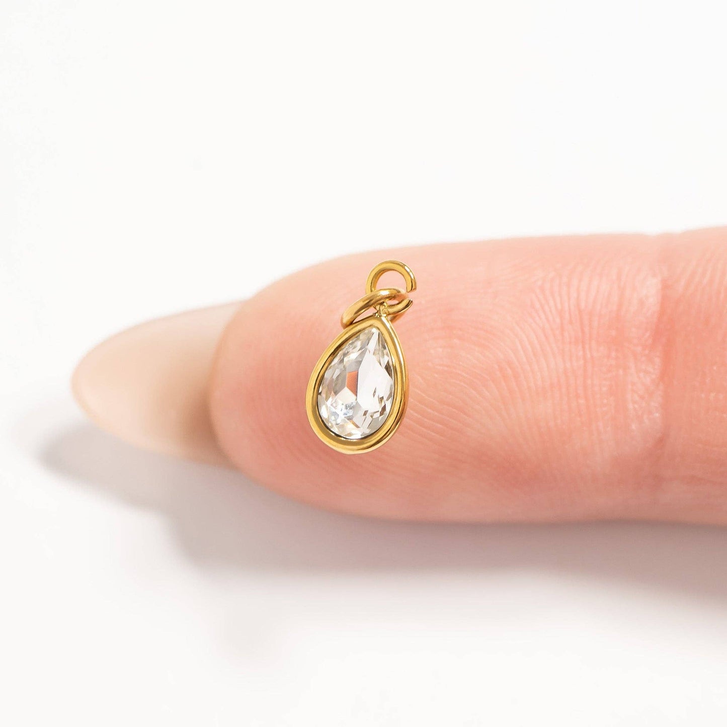 WJW - 18K Gold PVD Teardrop Birthstone Charm