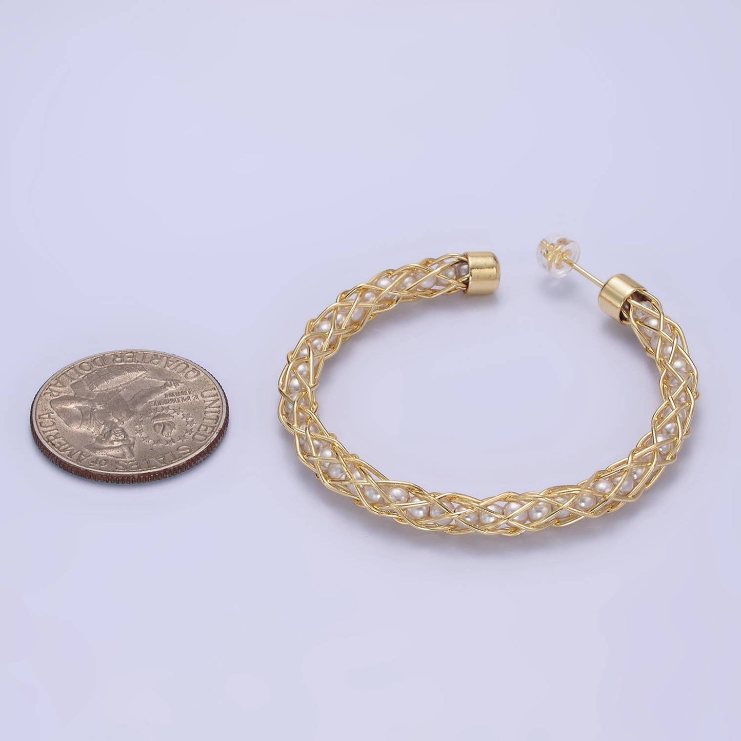 Aim Eternal - 14K Gold Filled 50mm Pearl Wire Intertwined C-Shaped Earring