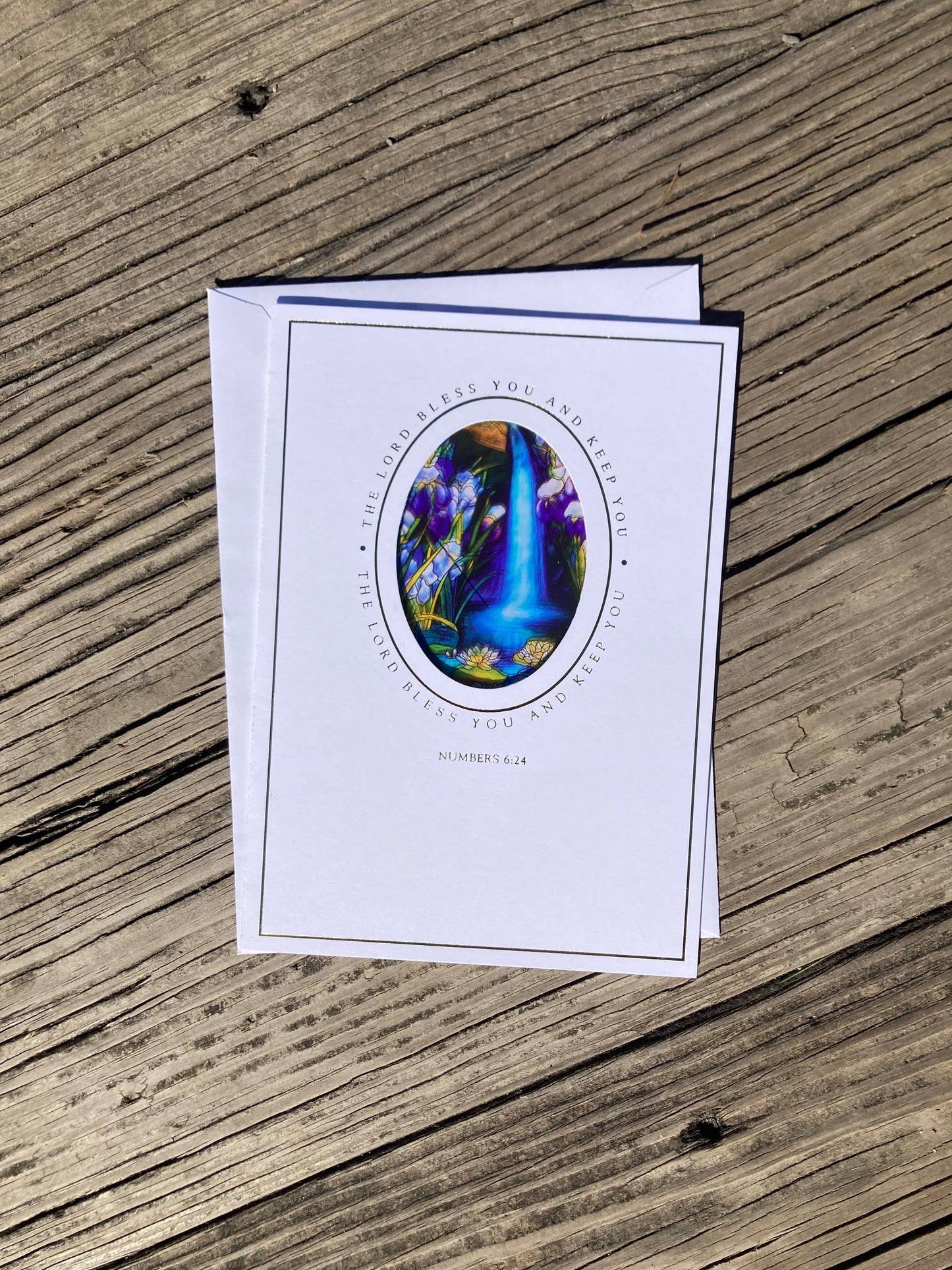 Bright Greetings - Baptism waterfall, sun-catcher card