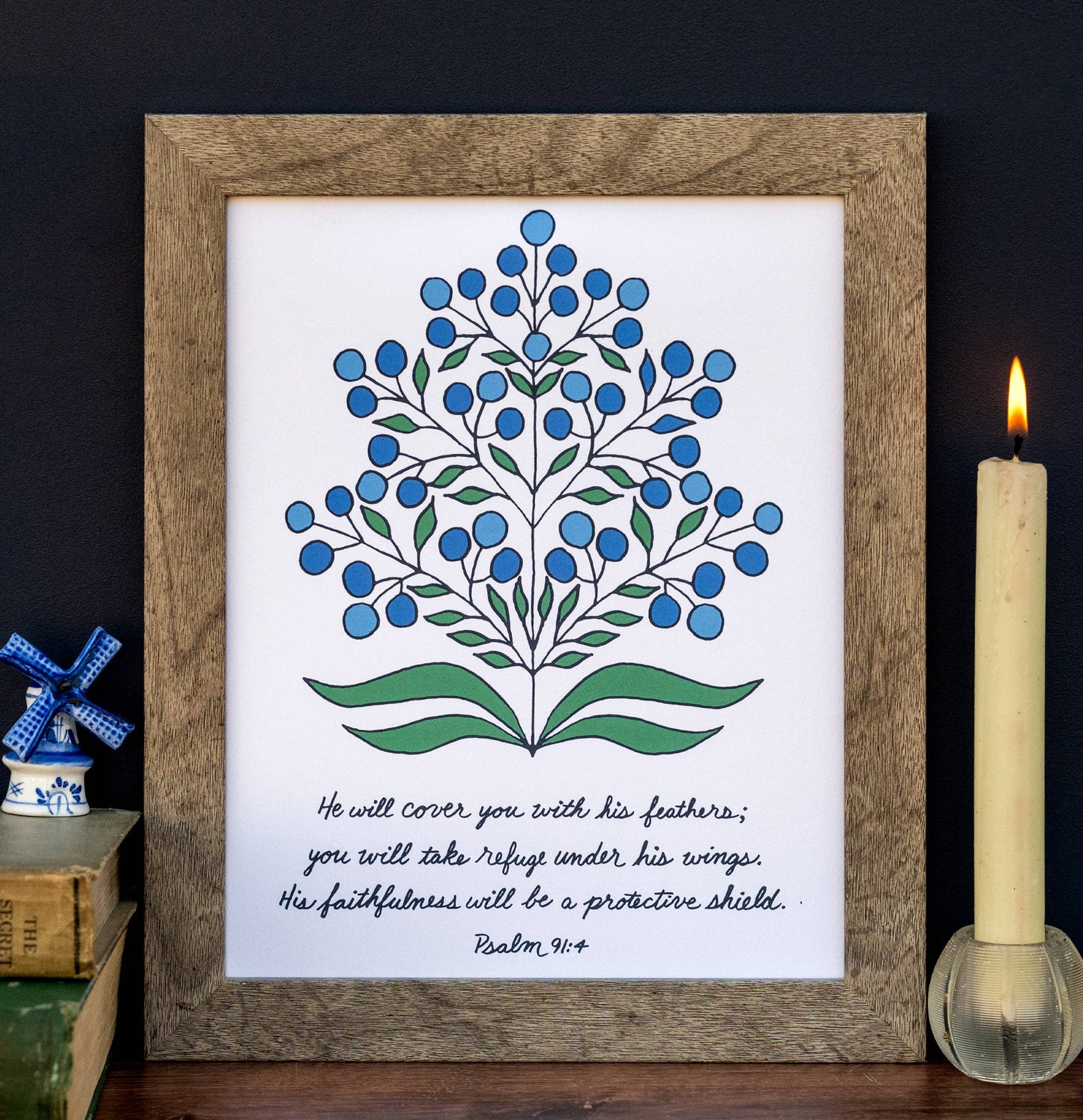 Little Things Studio - He Will Cover You Scripture Art Print