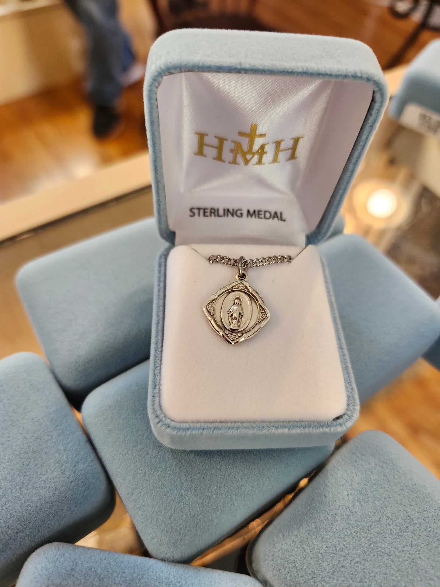 Sterling Miraculous Medal Diamond Shape