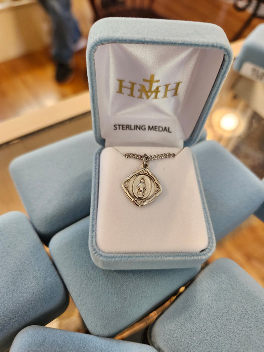 Sterling Miraculous Medal Diamond Shape