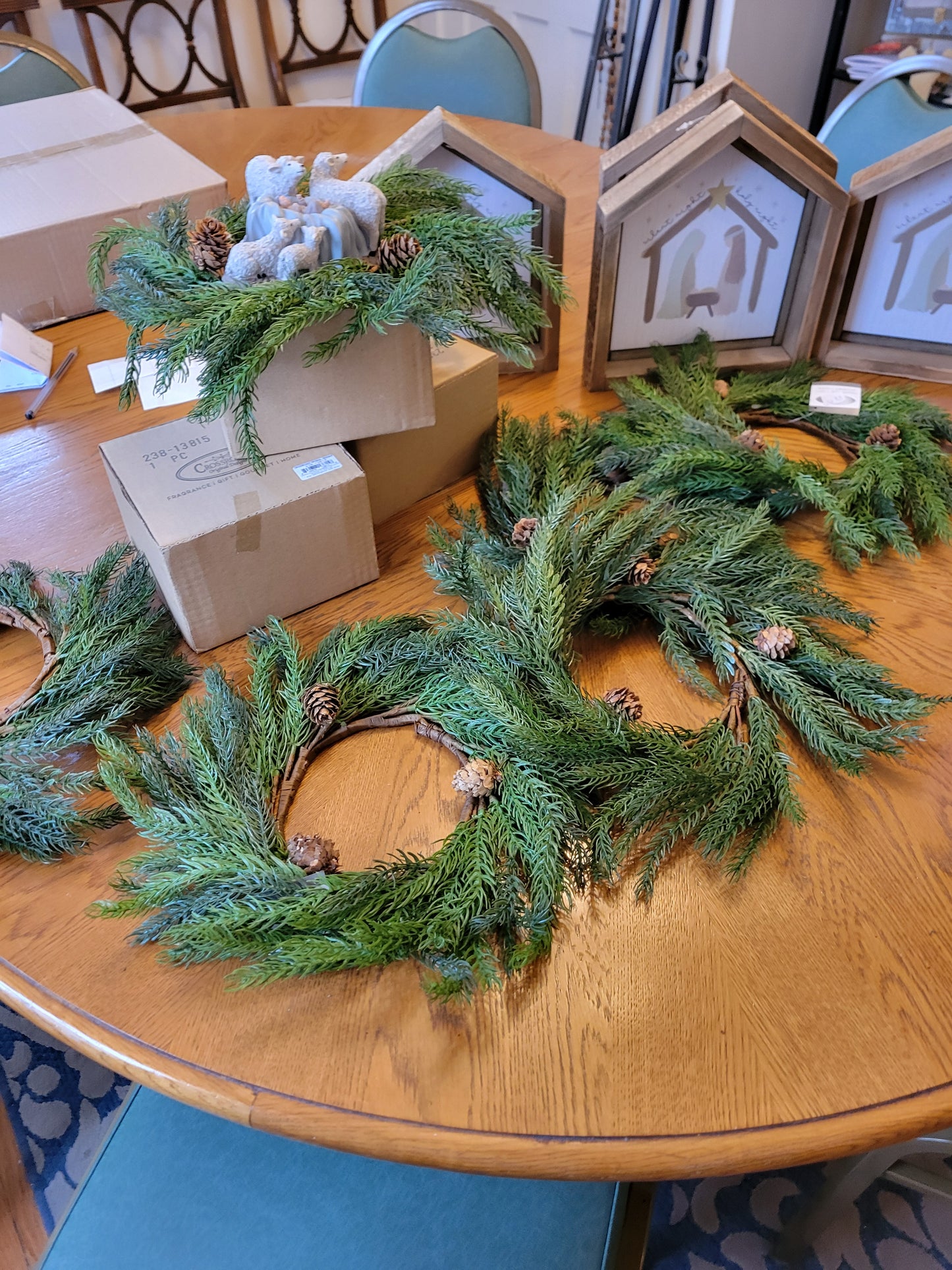 Blossom Bucket & Crossroads Home - 14" Small Norway Spruce Candle Ring