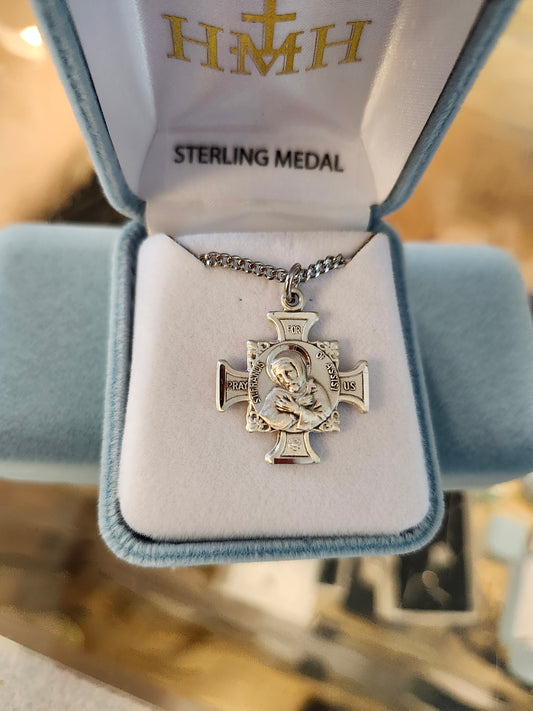 Sterling Silver St Francis/ St Anthony on 18” chain