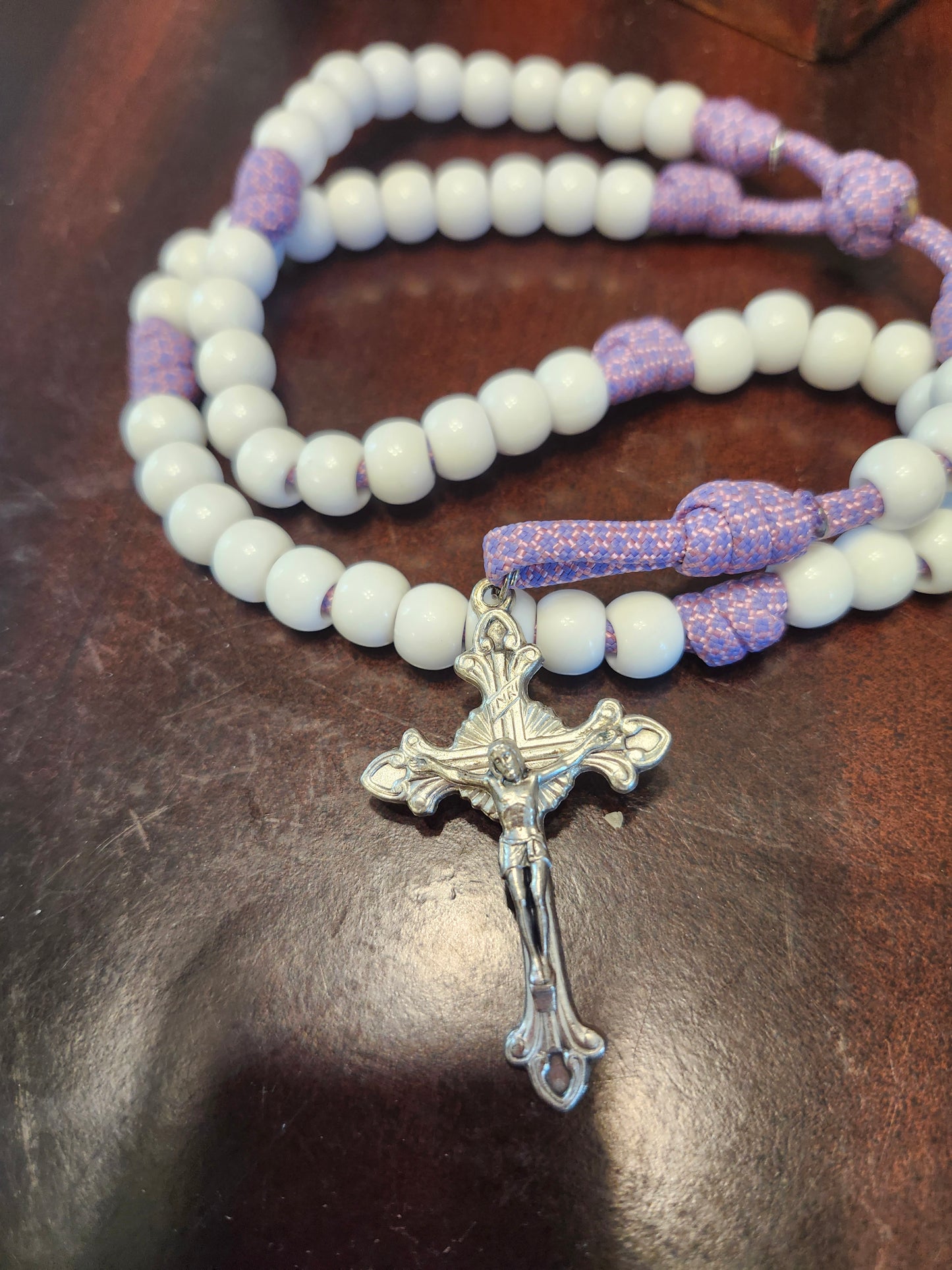 Our Lady’s Armory’s Small White Acrylic Rosary