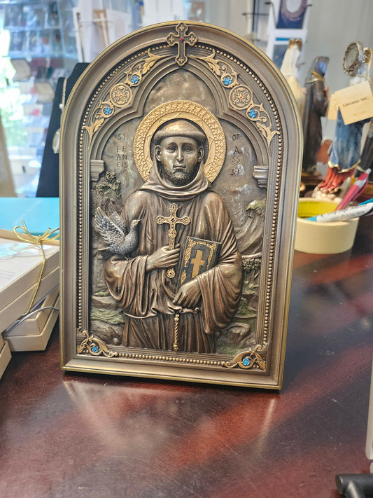 Bronze St Francis plaque