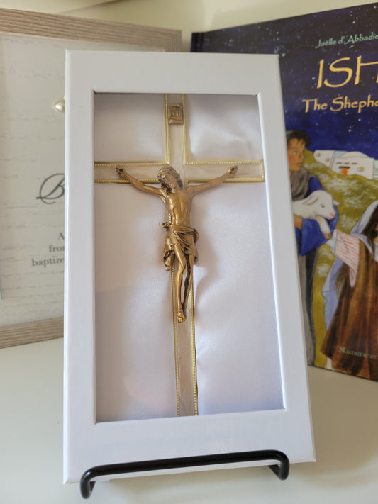 Gold Plated 7” Pearlized Crucifix