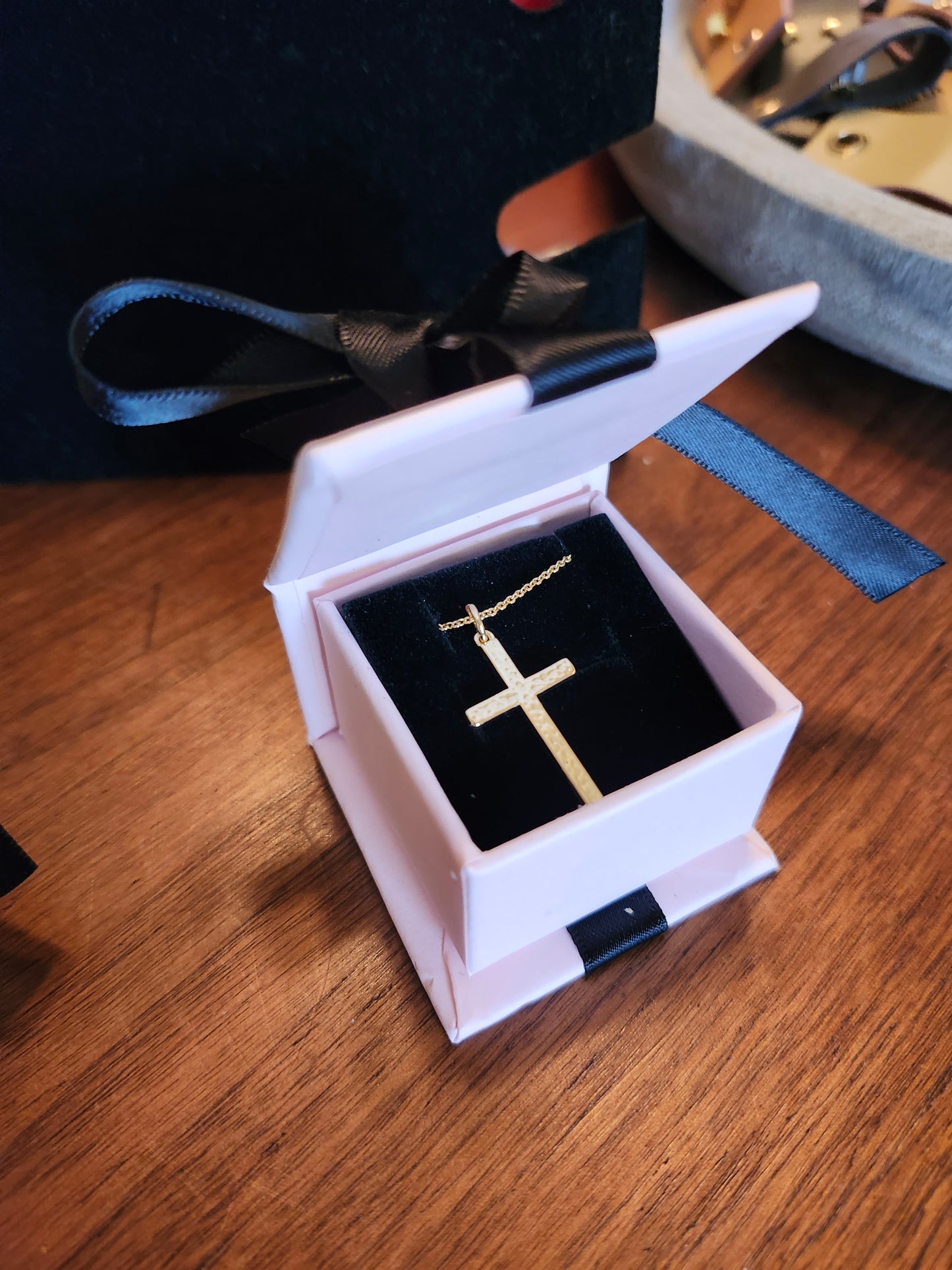 Hammered Gold Cross Necklace