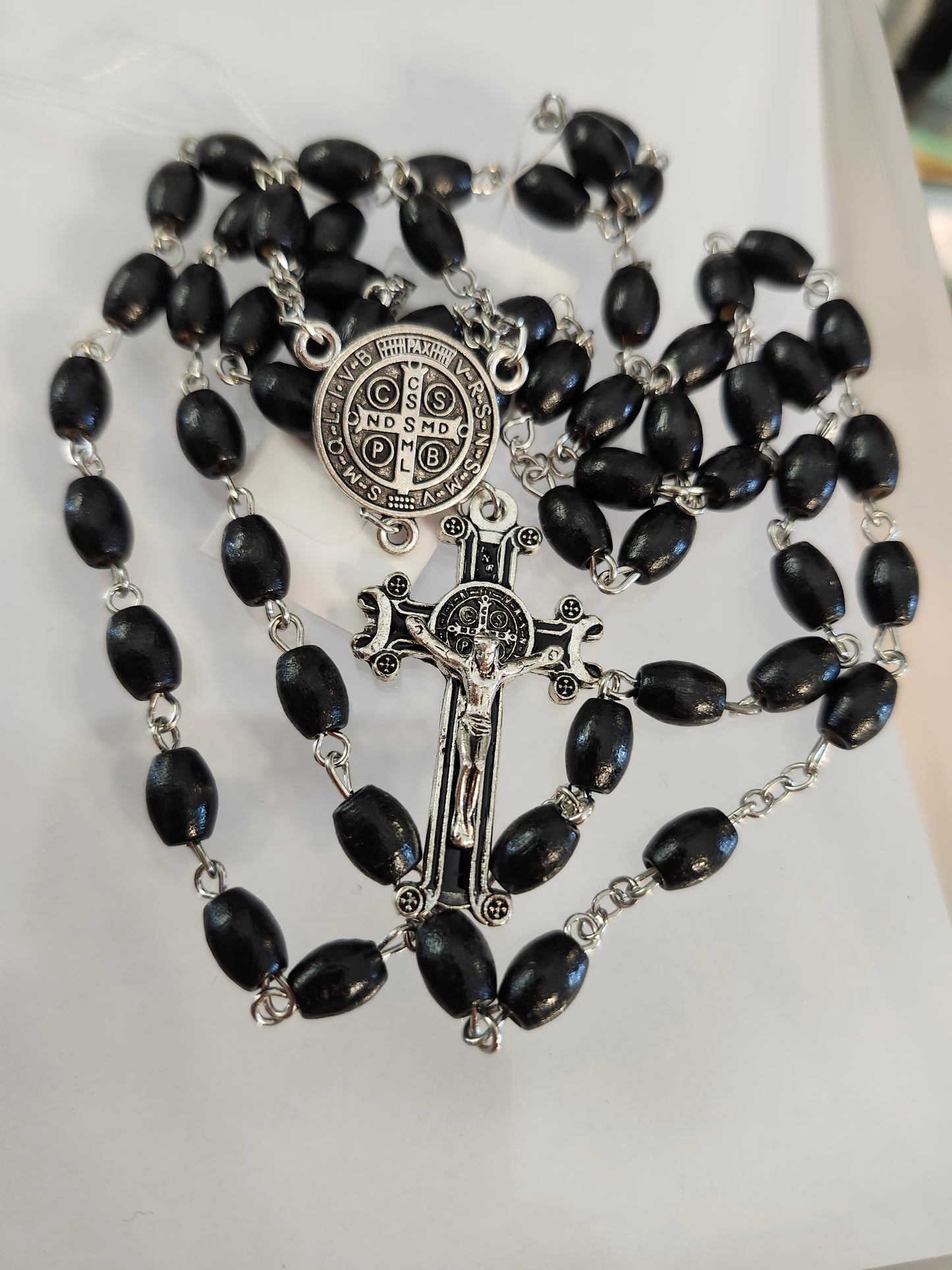 Black wooden bead St Benedict Rosary