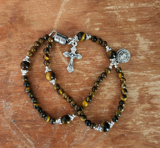 MG Rosary - Tiger Eye Wrist Rosary
