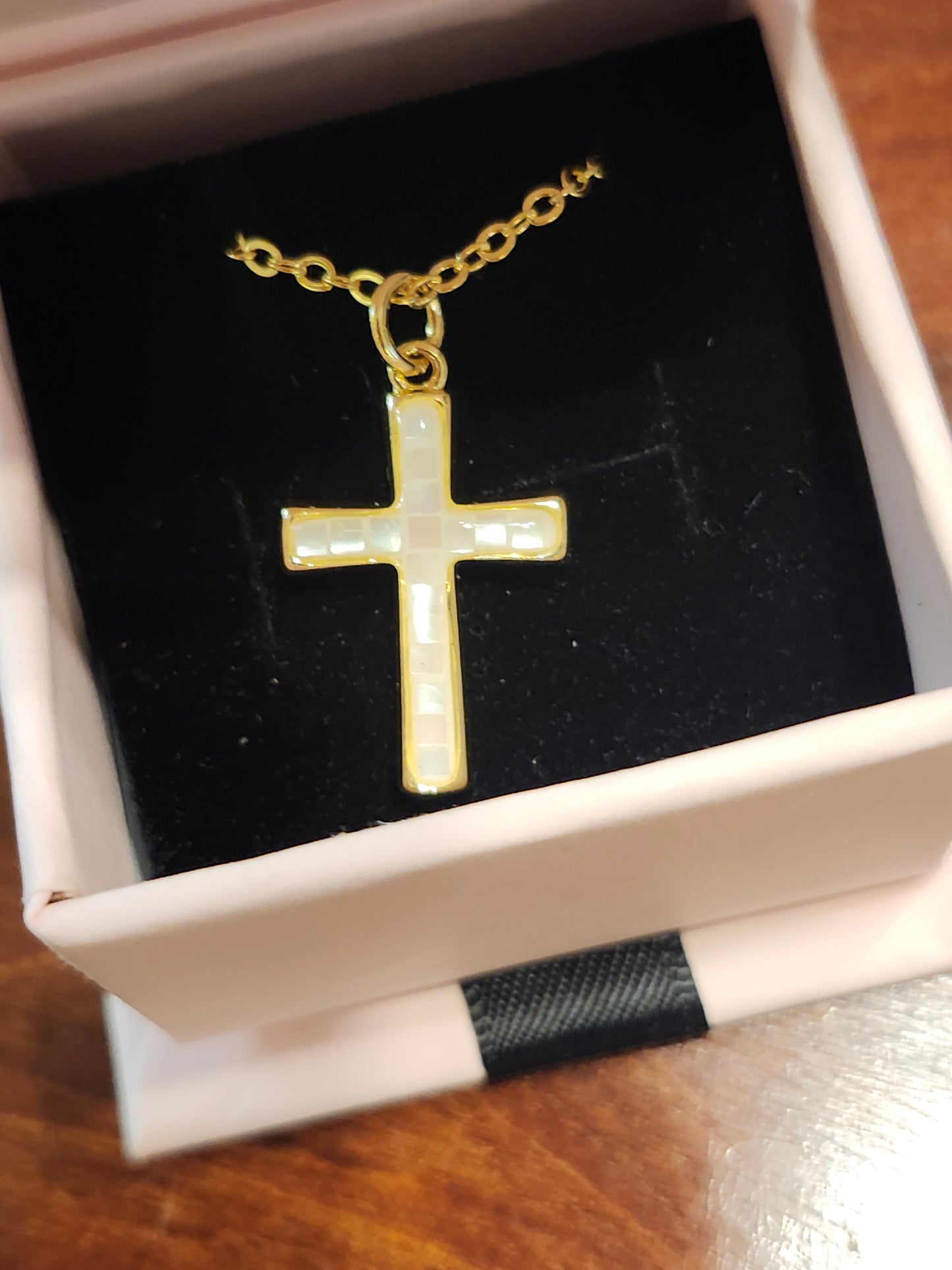 24K Gold Filled Shell Cross Necklace