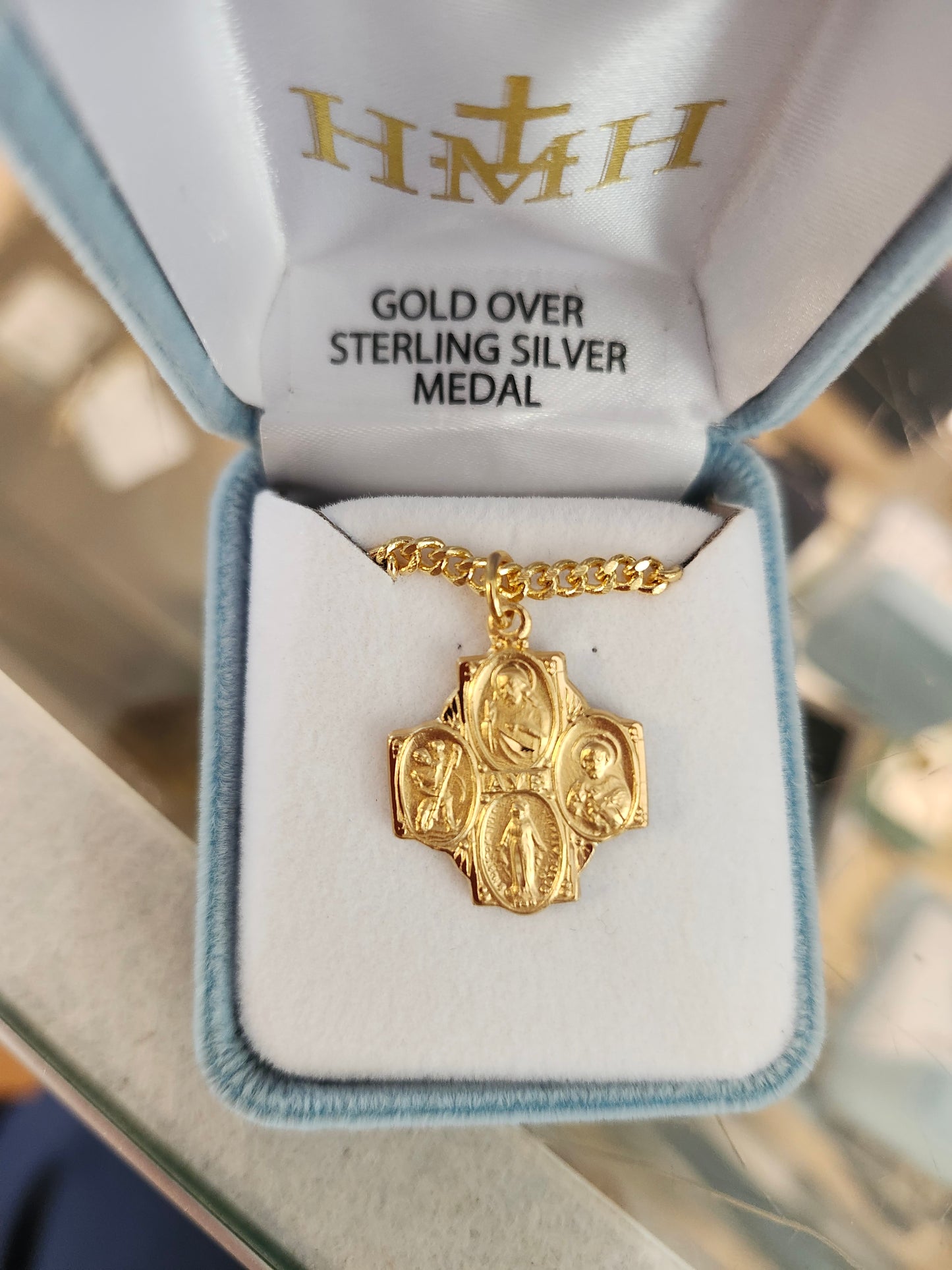 Medium 4-way 16K Gold over Sterling Silver