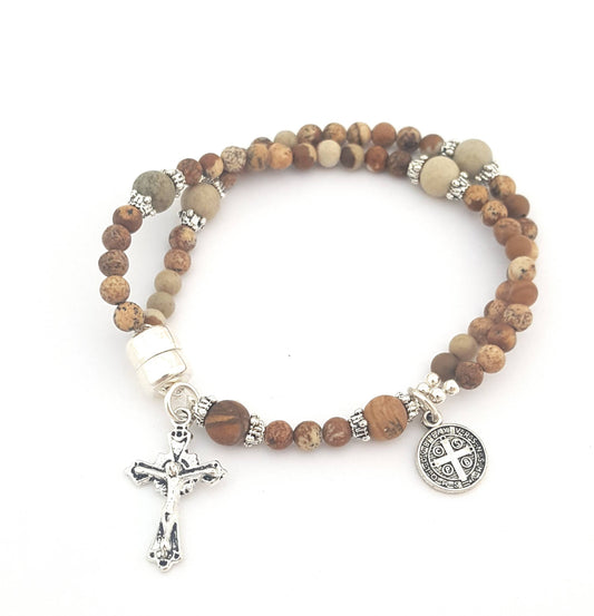 Picture Jasper Wrist Rosary Five Decade