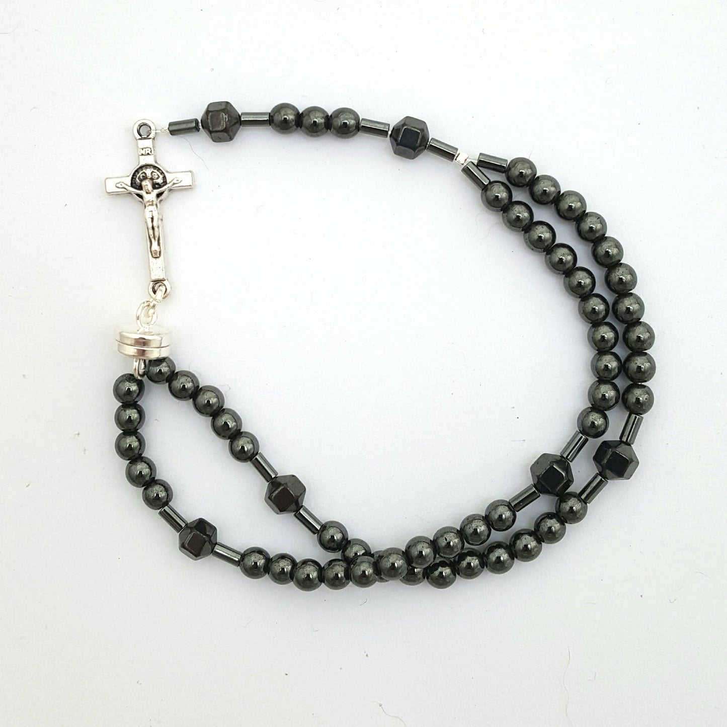 MG Rosary - Men's Style Hematite Wrist Rosary Five Decade