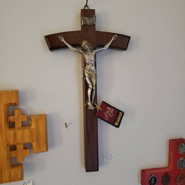 Bowed walnut crucifix