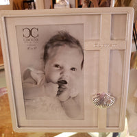 Silver and white Baptism frame