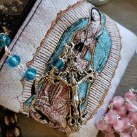 Aqua Rosary with pouch P399RP