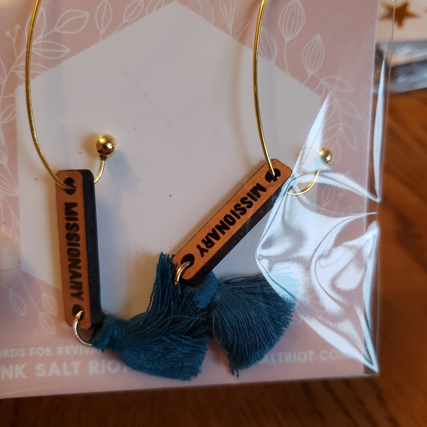 Missionary Peacock blue tassel earings