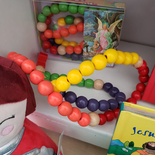 wooden Kiddie Rosary multi -color