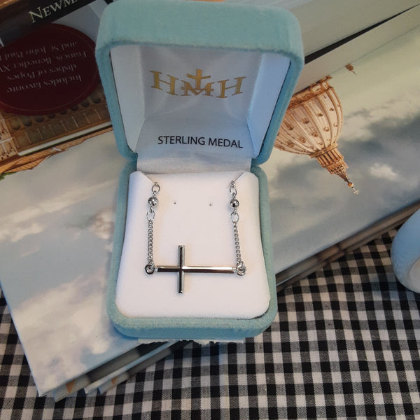 Sterling Silver Side cross necklace